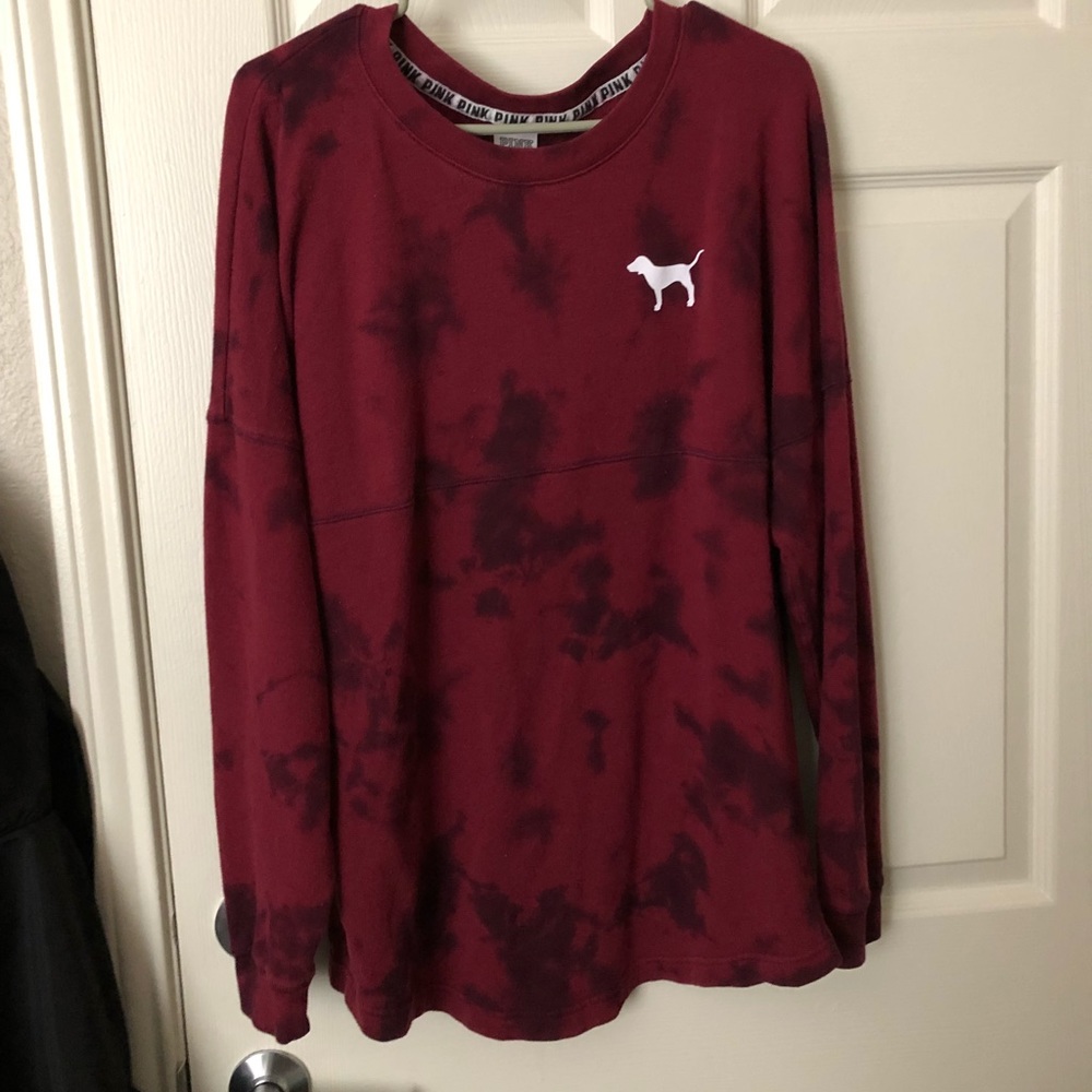 PINK Maroon Tie-dye Sweatshirt